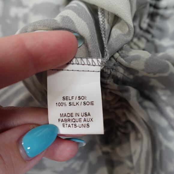 Haute Hippie Top Womens Extra Small Silk Popover Peasant Tunic Marbled Chiffon - Picture 3 of 9